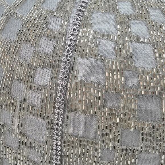 Disco Ball Embellished Beaded 9" Round Pillow Glam Contemporary Bella Lux TJ MAX - Picture 4 of 8